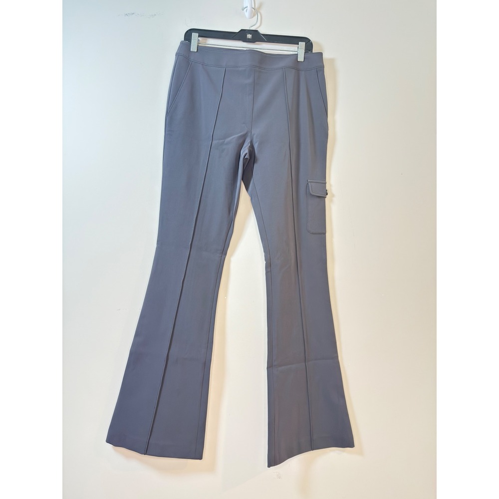 Hilton Hollis Cargo Flare Pants Gray‎ Pintuck Seam Trousers Womens 8